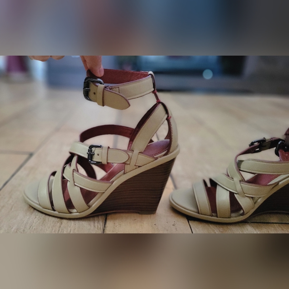 COACH Dawn leather anklet wedges BRAND NEW 5.5 - Picture 5 of 9